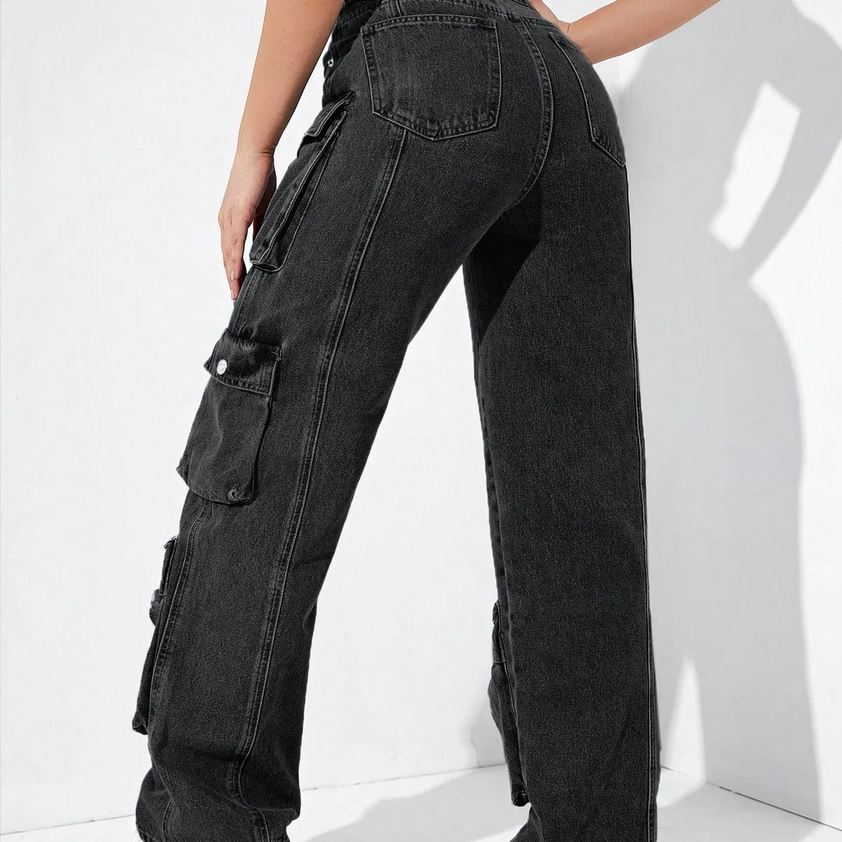 Jeanoix Straight Leg Denim Cargo Pants-Size S