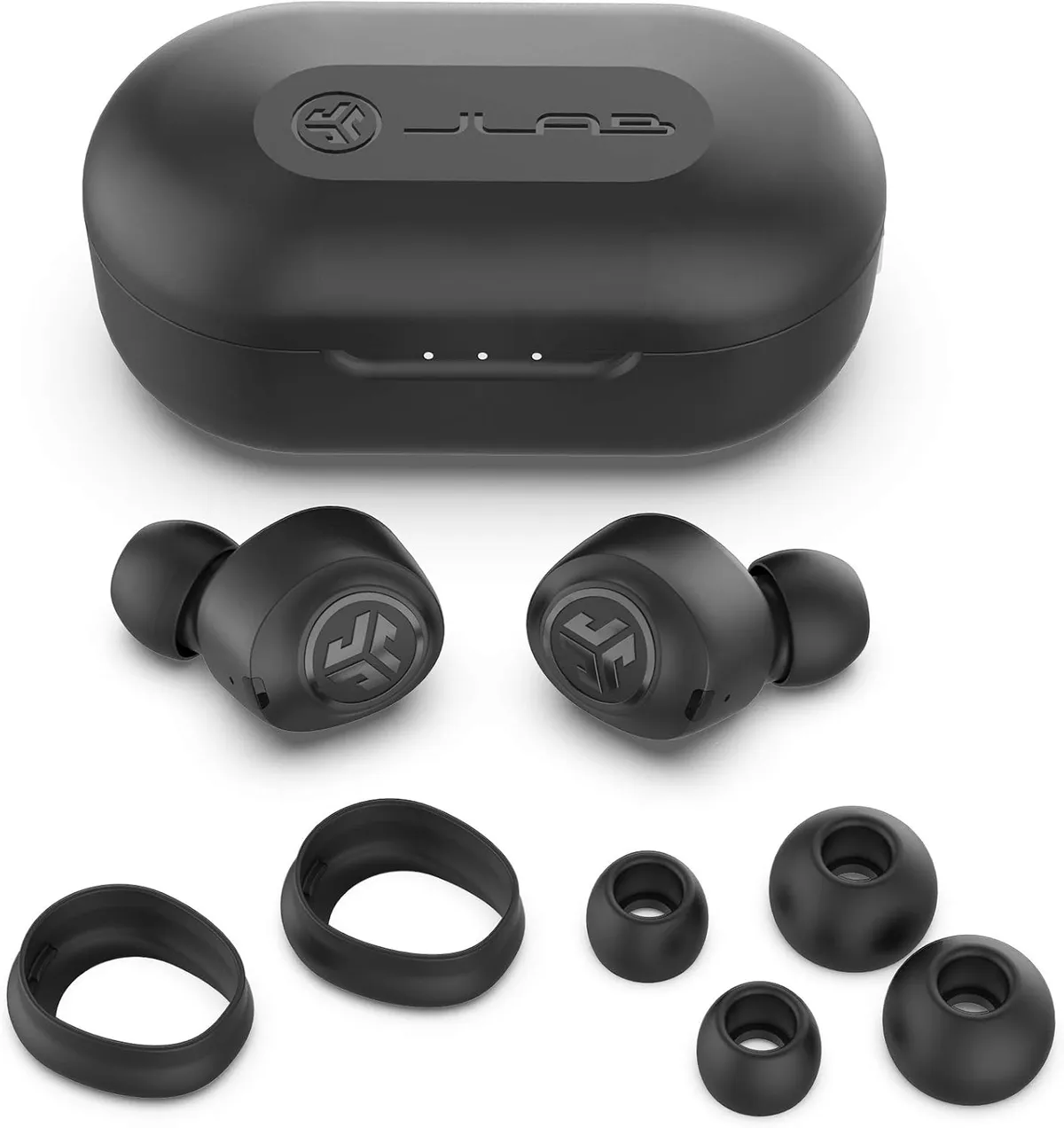 JLab JBuds Air True Wireless Signature Bluetooth Earbuds + Charging Case, Black, IP55 Sweat Resistance, Bluetooth 5.0 Connection, 3 EQ Sound Settings Signature, Balanced, Bass Boost