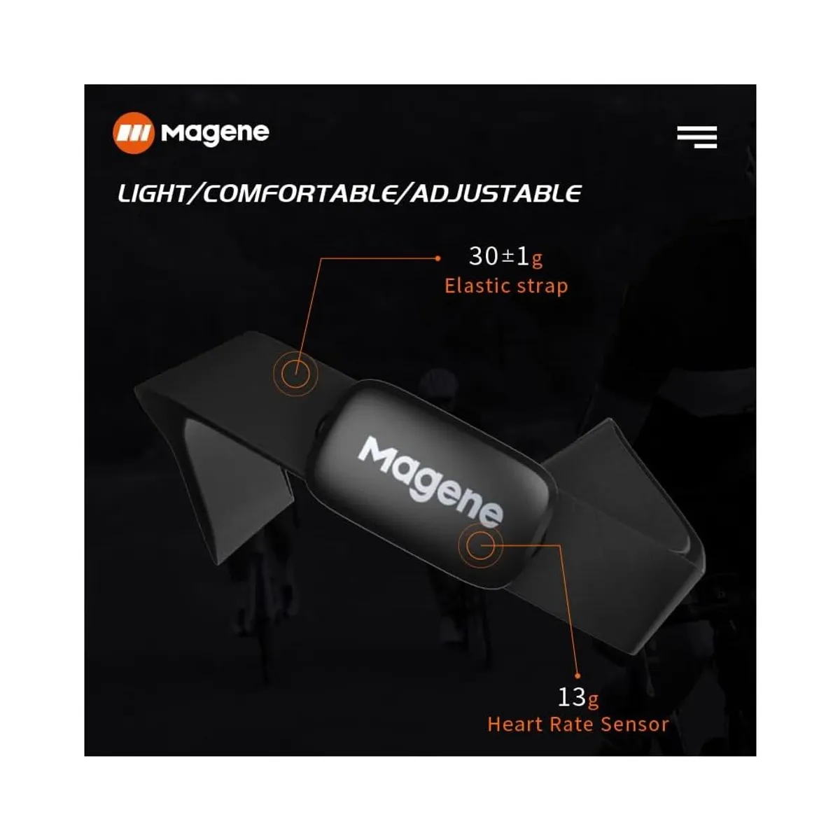 Magene H64 Heart Rate Monitor, Heart Rate Sensor Chest Strap, Protocol ANT+/Bluetooth, Compatible with iOS/Android APPs