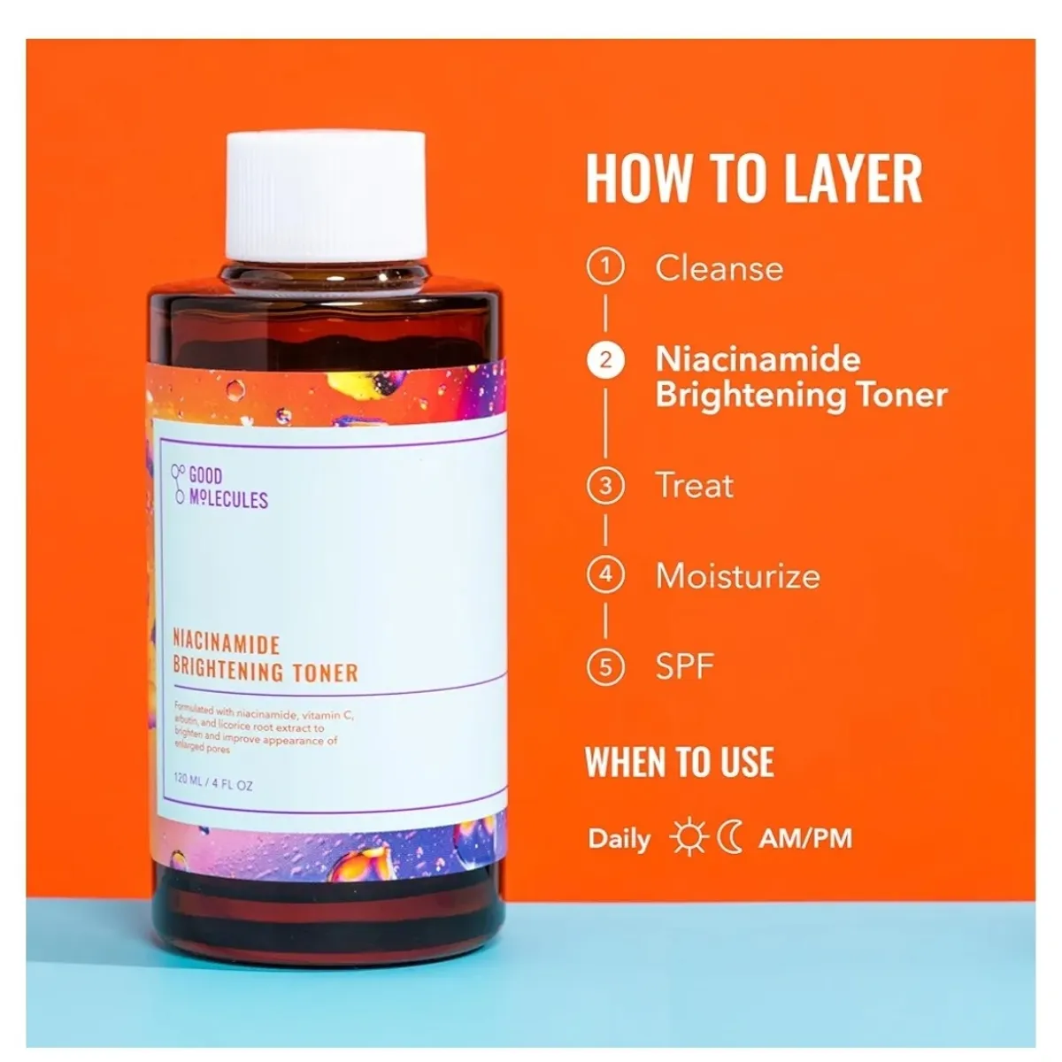 1Pcs 120ml Molecules Niacinamide Brightening Toner - Toner for Face with Niacinamide and Arbutin for Skin Tone Balancing- Pore Minimizer, Facial Skin Care