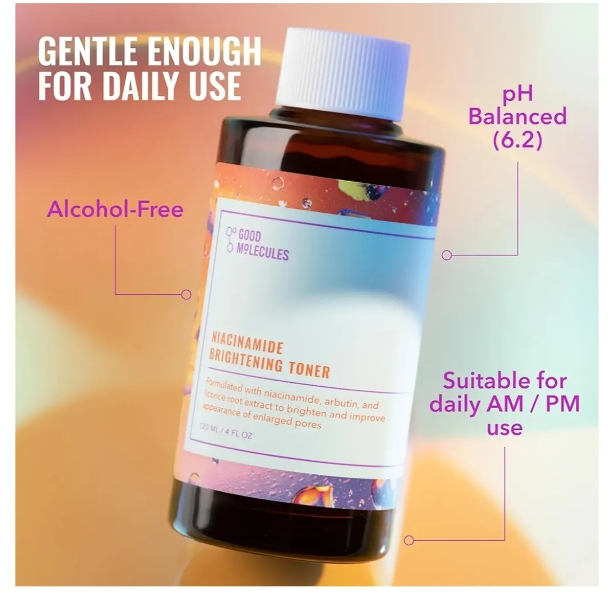 1Pcs 120ml Molecules Niacinamide Brightening Toner - Toner for Face with Niacinamide and Arbutin for Skin Tone Balancing- Pore Minimizer, Facial Skin Care