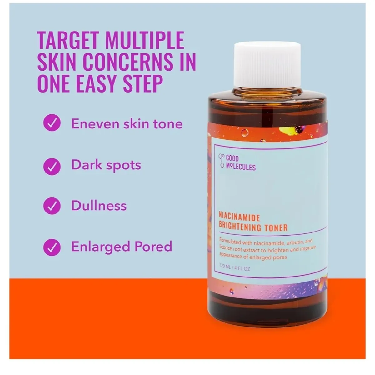 1Pcs 120ml Molecules Niacinamide Brightening Toner - Toner for Face with Niacinamide and Arbutin for Skin Tone Balancing- Pore Minimizer, Facial Skin Care