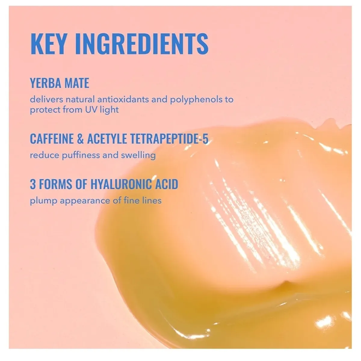 1Pcs/15ml Goods Molecules Yerba Mate Wake Up Eye Gel - Hydrating Under Eye Gel Cream with Hyaluronic Acid and Caffeine - Target Dark Circles and Puffiness - Skin Care for Face