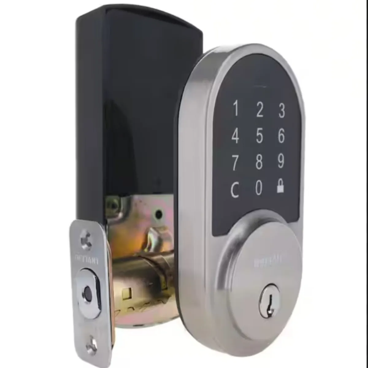 Defiant Round Satin Nickel Smart Wi-Fi Deadbolt Powered by Hubspace