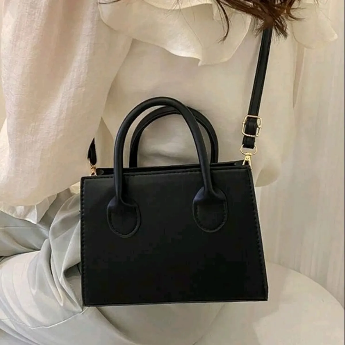 Women's Black Square Mini Shoulder Bag
