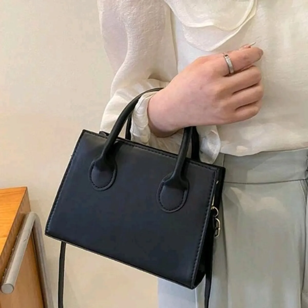 Women's Black Square Mini Shoulder Bag