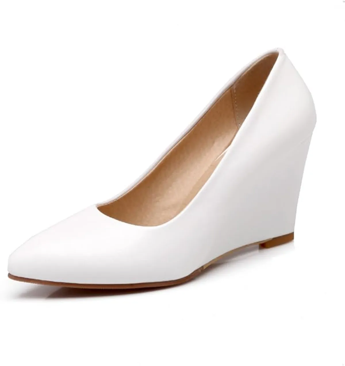 Women's Fashion Pointed Toe Wedges Heel Slip-On High Heel with 8 cm Comfortable Easy Walking Casual Pumps for Women Big Size 12 US