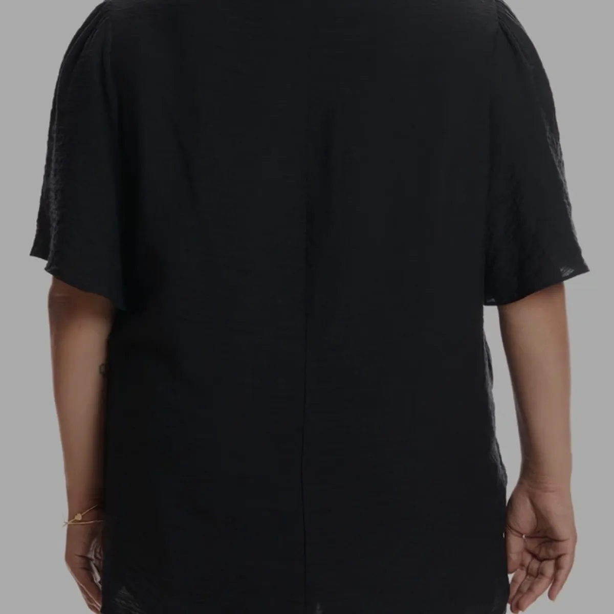 Women's Black Bow-tie Blouse-Size XL