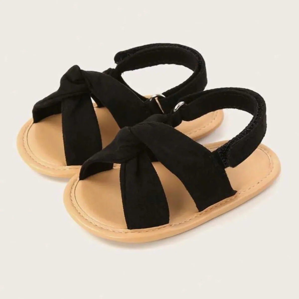 Infant Black Hook& Loop Sandals- Size: EUR19