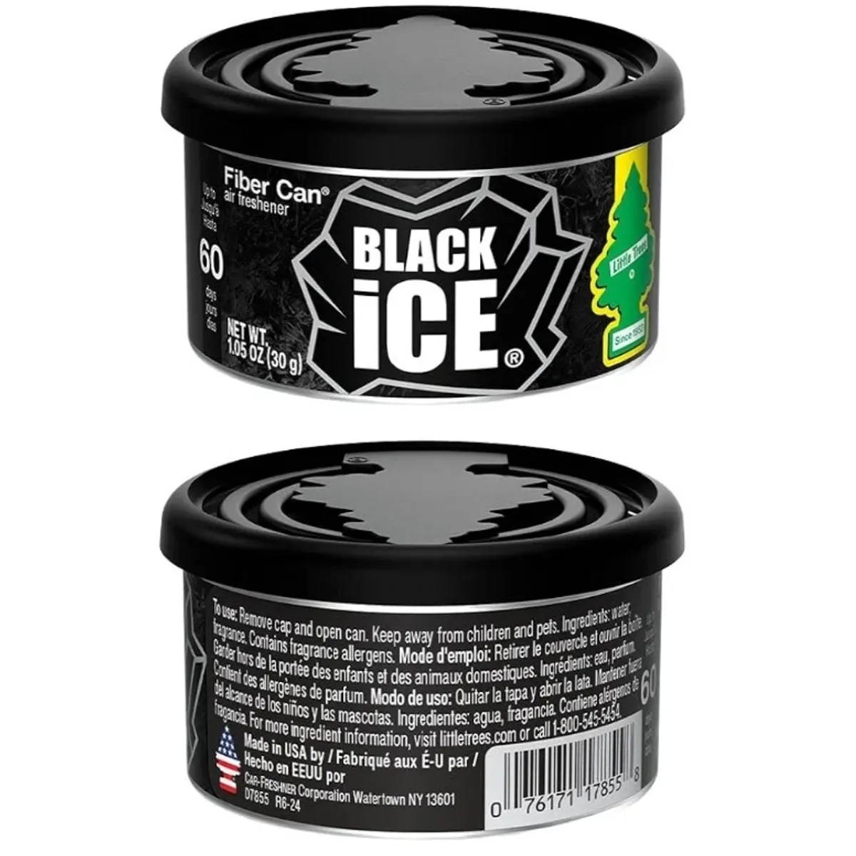 1pc Freshner Little Trees Black Ice Fiber Can Air Freshener