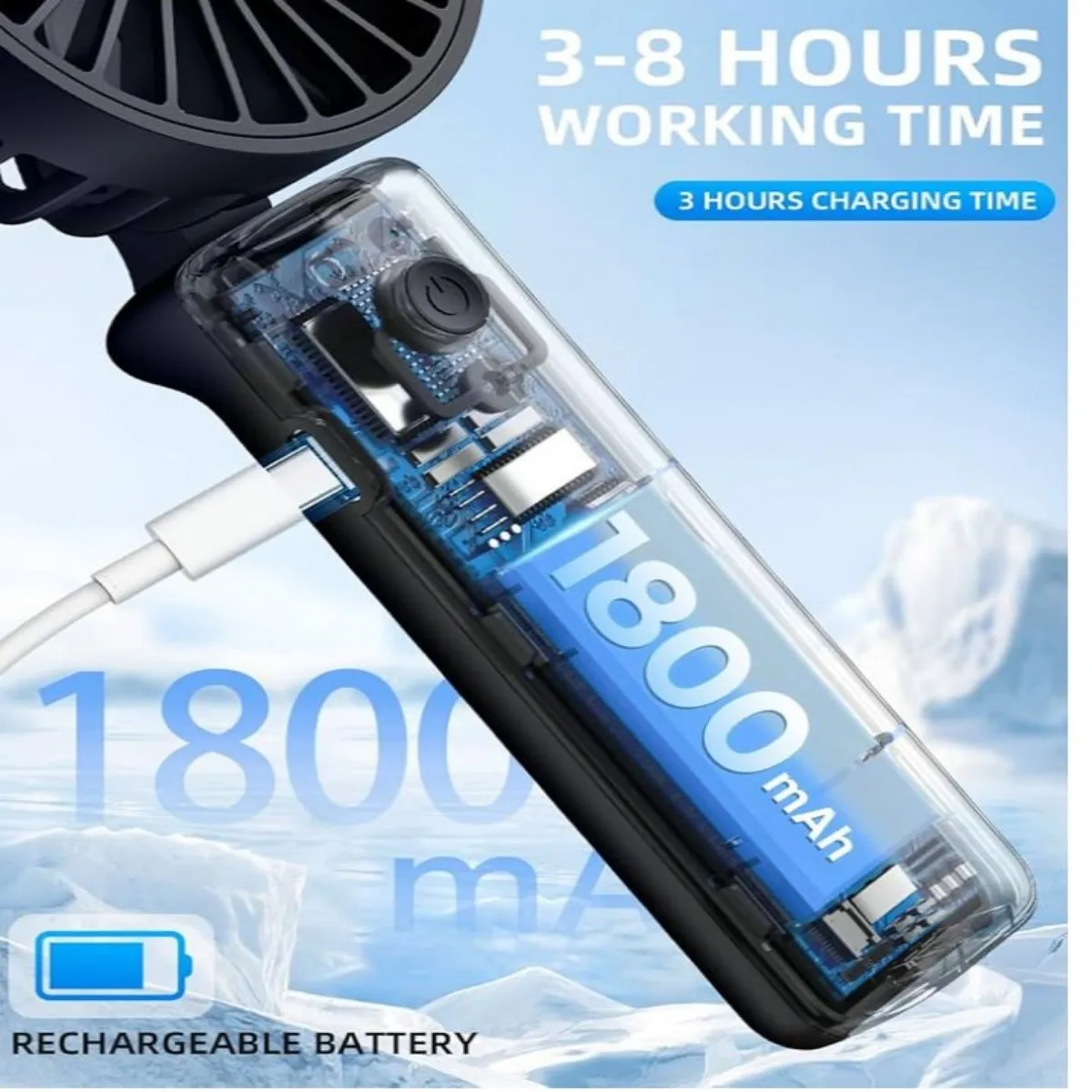 Black Foldable Handheld Mini Fan