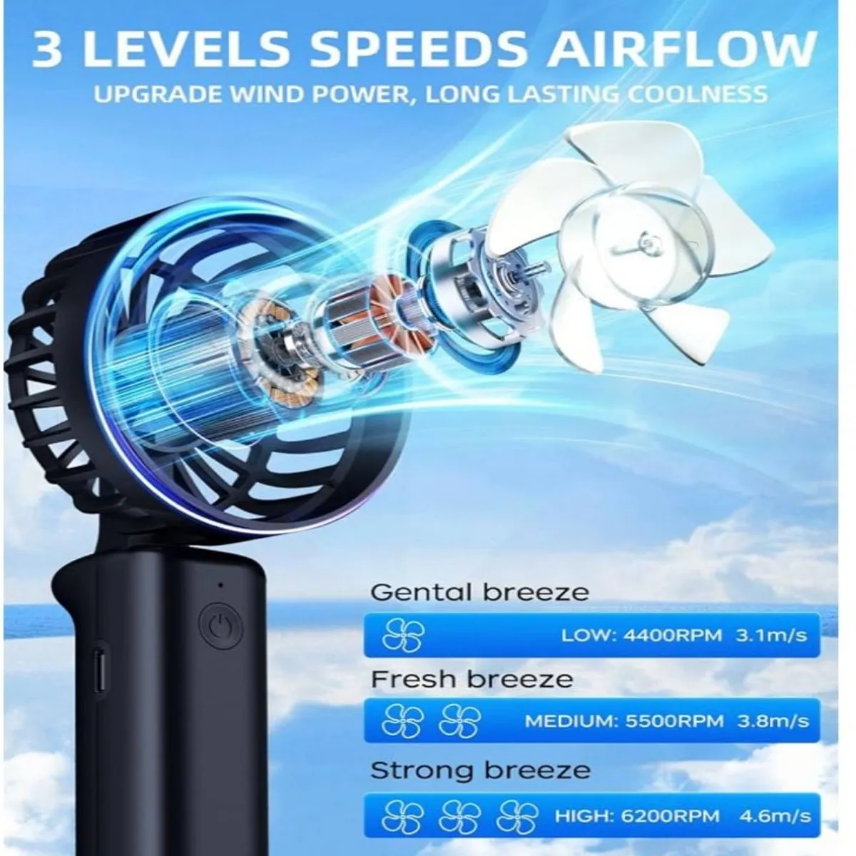 Black Foldable Handheld Mini Fan