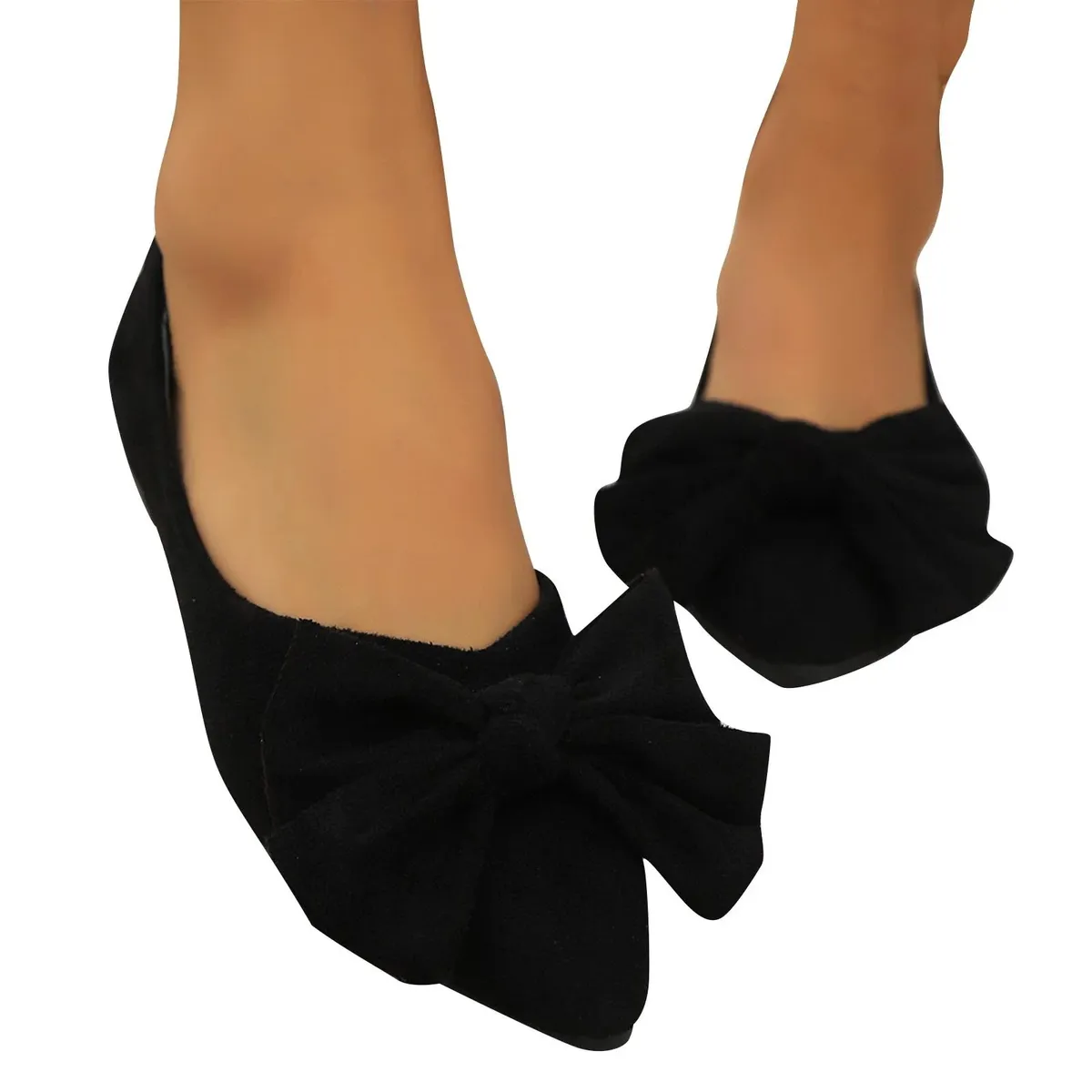 Women Fashion Bowknot Flats Comfort Pointed Toe Dress Shoes-Size 8