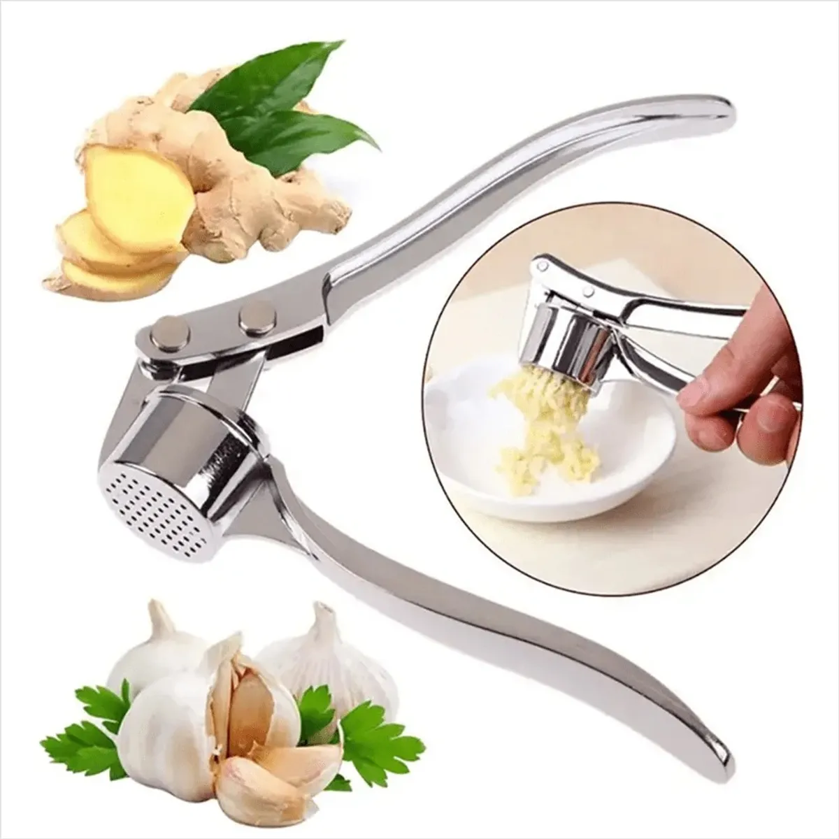 1Pc Heavy Duty Garlic Press, Professional Garlic Crusher And Mincer