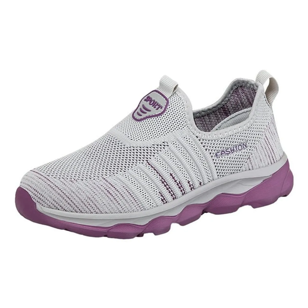 Breathable Lightweight Large Size Sports Casual Shoes Mesh Shoes Walking Shoes Women's Sneakers Grey-Size 8.5