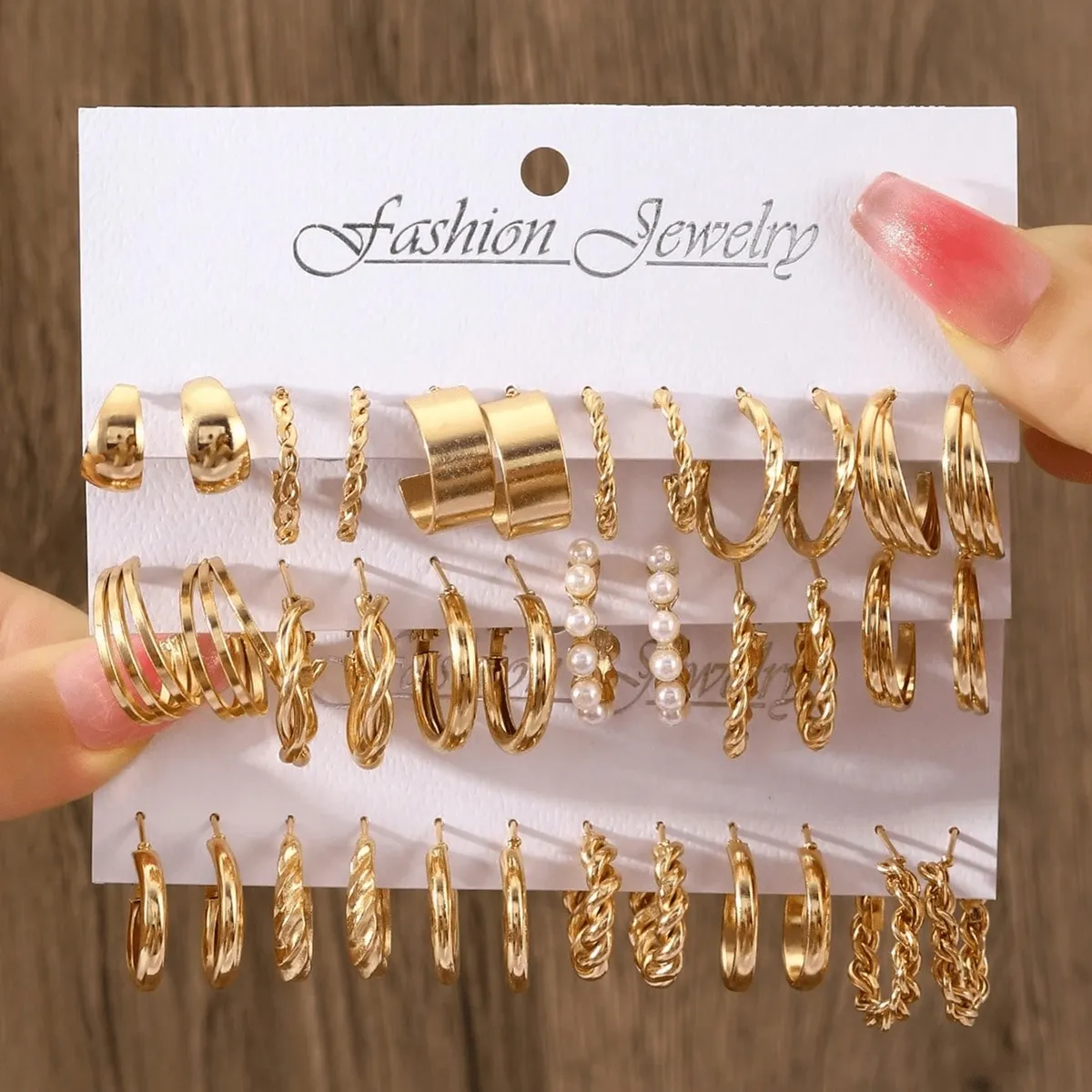 48 Pcs Vintage Punk Style Women Metal Earring Set, Faux Pearl Earrings