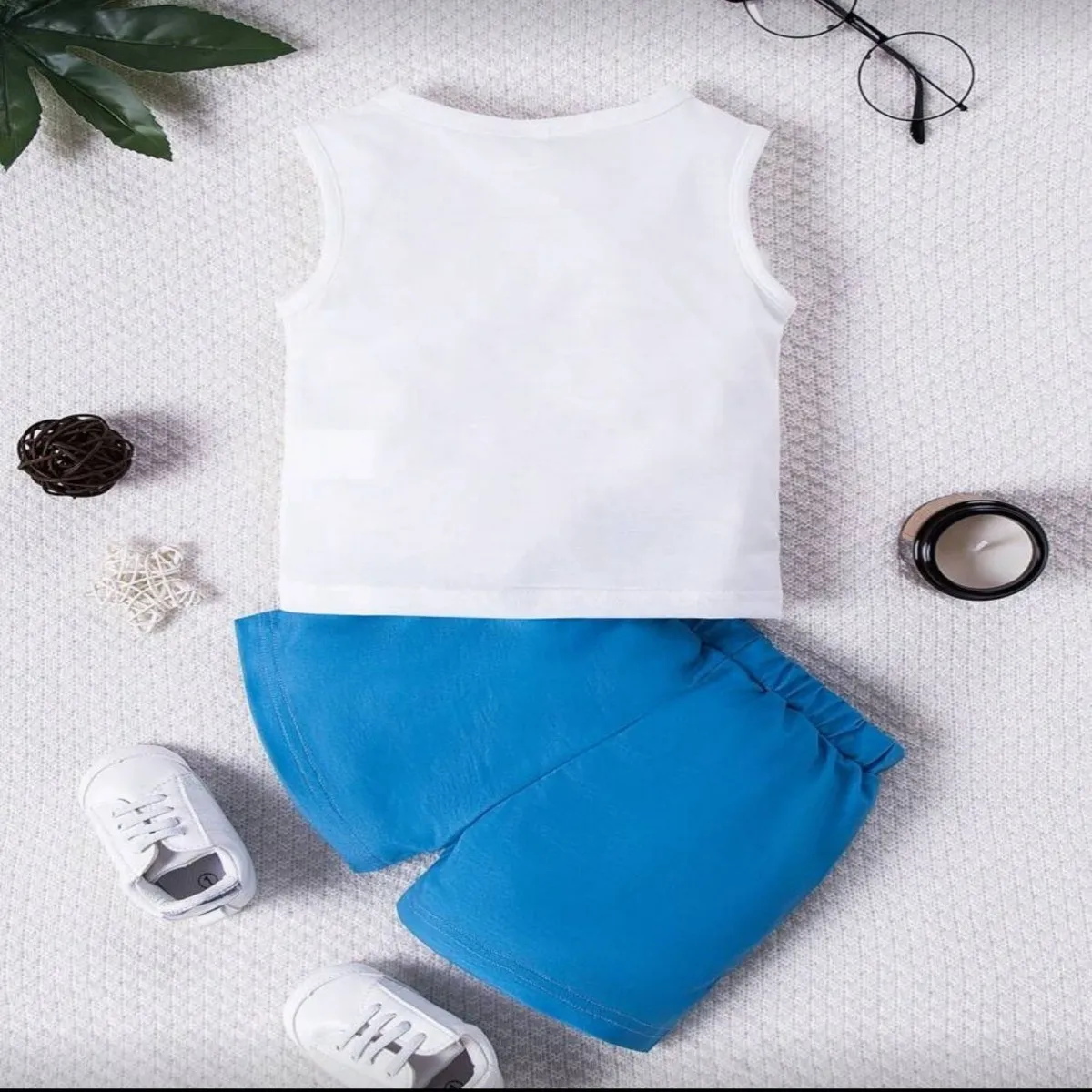 2Pcs Baby Boy Wonderful Zoo Graphic Tank Top & Shorts  -Size 12-18M