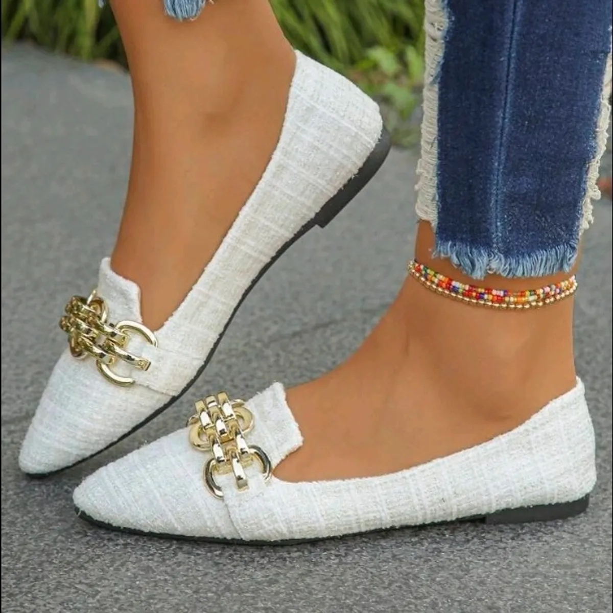 Women's Pointed Toe Colorful Patterned Flats-Size 5/5.5