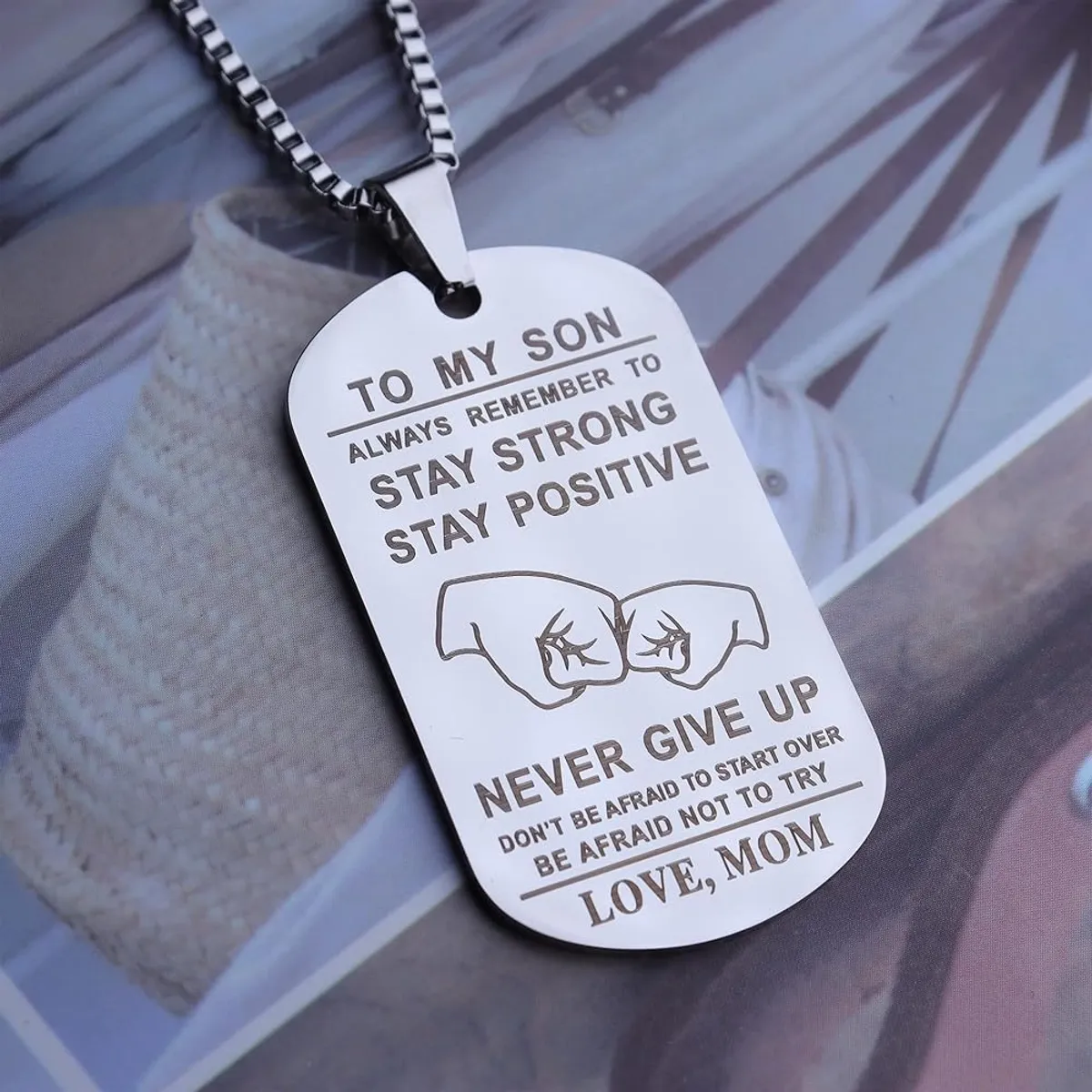 To My Son Necklace from Dad Mom Never Forget How Much I Love You Birthday Christmas Gifts Dog Tag Necklace