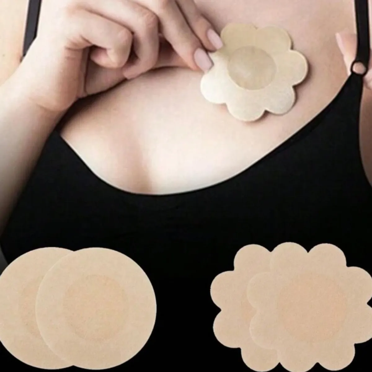 10pcs Nipple Covers For Women Invisible Nipple Tape Disposable Hypoallergenic Disposable Adhesive Nipple Pasties No-Show Breast Petals