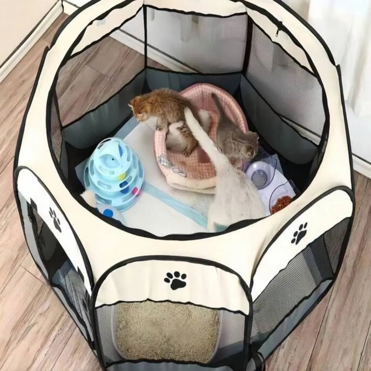 1pc Pet Cat & Dog Scratch Resistant Foldable Enclosure Tent Puppy Keep Puppy Keep Cat Toys Cat Scratching Post - Size XL