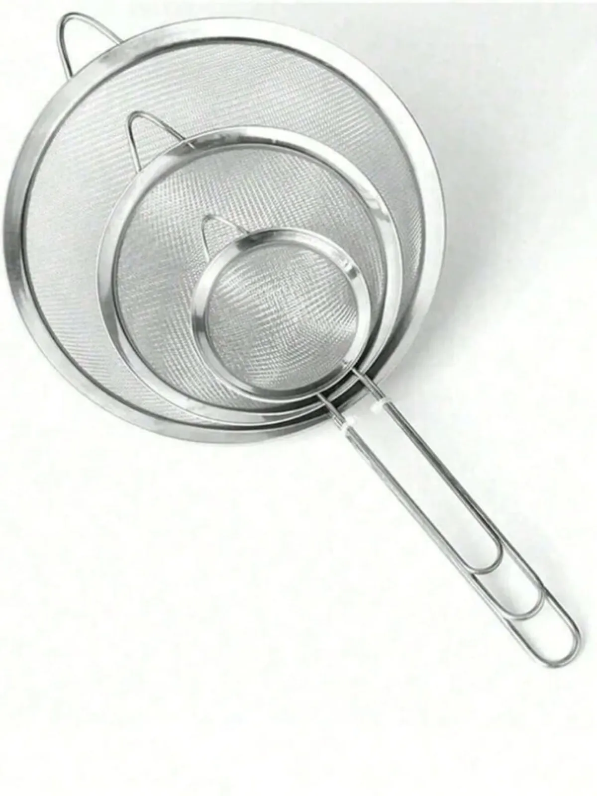 3-Piece Fine Mesh Stainless Steel Strainer Set for Kitchen