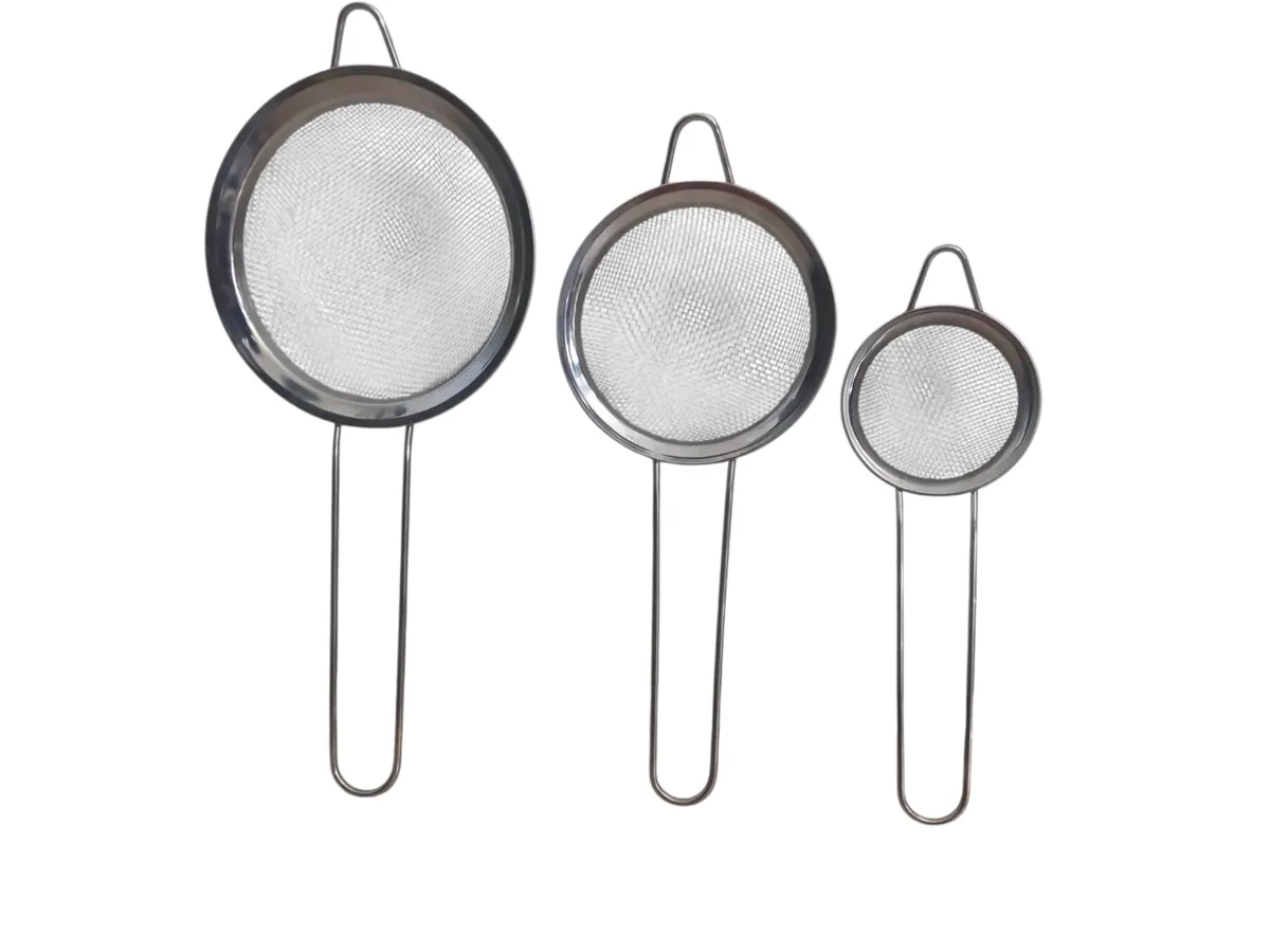 3-Piece Fine Mesh Stainless Steel Strainer Set for Kitchen