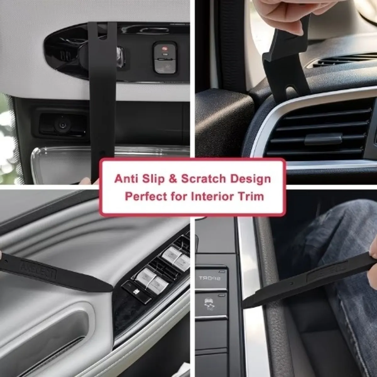 Set of 4 Professional Tools for Automotive Interior Removal - Non-Marking Plastic Pry Bars, Ideal for Door Panels And Fasteners