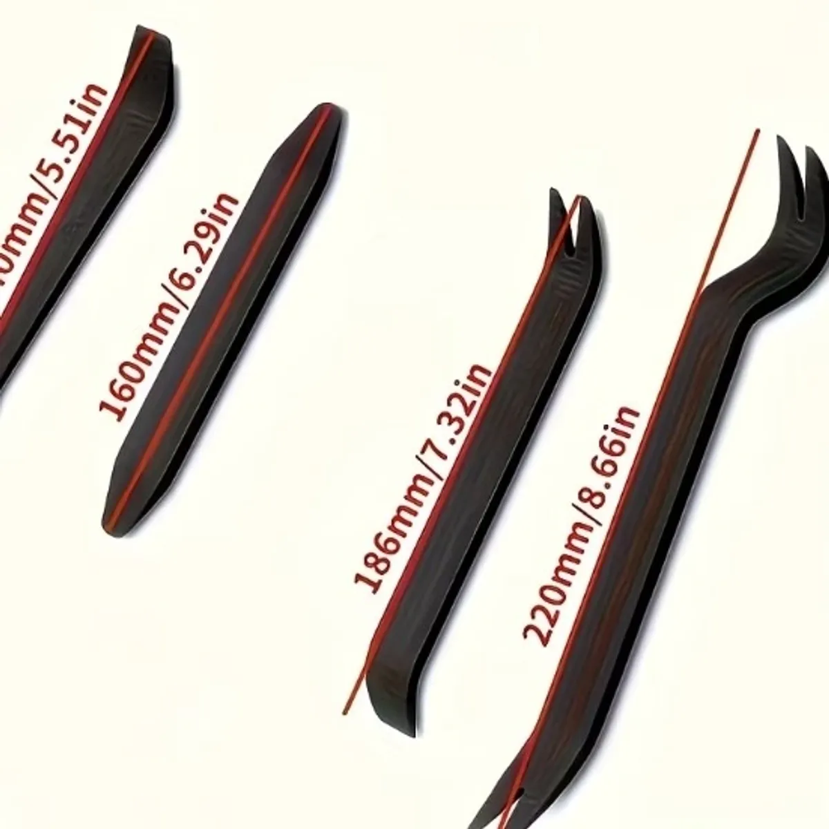 Set of 4 Professional Tools for Automotive Interior Removal - Non-Marking Plastic Pry Bars, Ideal for Door Panels And Fasteners
