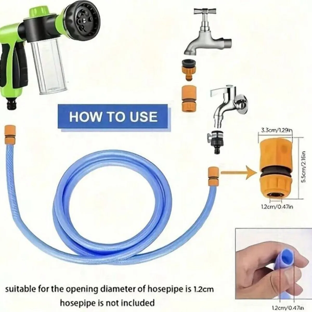 1pc 8-In-1 Outdoor Horse/Dog Washer And Garden Hose Nozzle - Perfect For Pet Baths, Watering Flowers, And Washing Cars