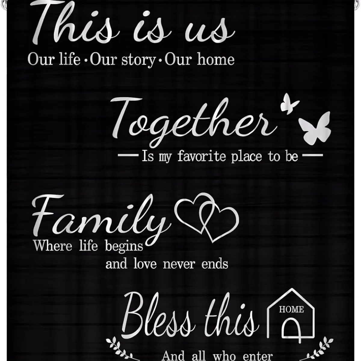 Family Shower Curtain Set Black Home Bathroom Set