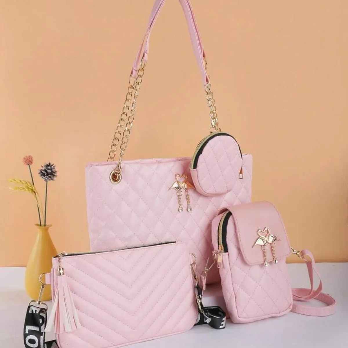 Women's 4-Piece Combo Bag Set - Fashion Essential! Shoulder Tote Crossbody Mini Bag Combo, Handheld & Crossbody Bag
