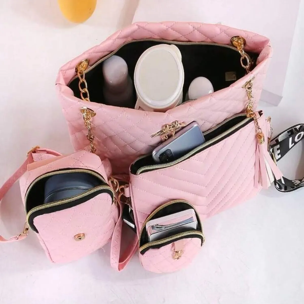 Women's 4-Piece Combo Bag Set - Fashion Essential! Shoulder Tote Crossbody Mini Bag Combo, Handheld & Crossbody Bag