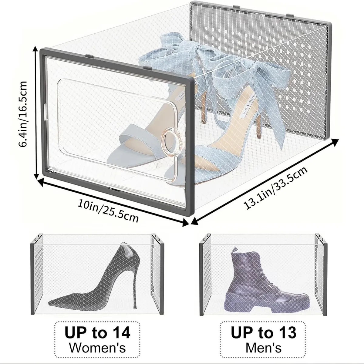 Large 15 Pack Shoe Storage Box, Clear Shoe box Clear Plastic Stackable Shoe Organizer for Closet