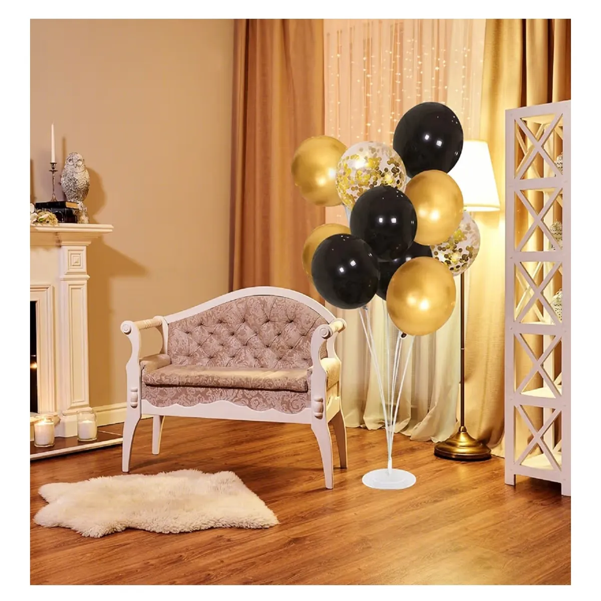 114 Pcs 12''10''5''Black Gold Confetti Latex Balloon