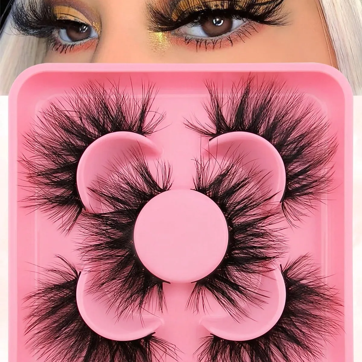 False Eyelashes 3 Pairs Fluffy Volumized Eyelashes Lashes Dramatic Look
