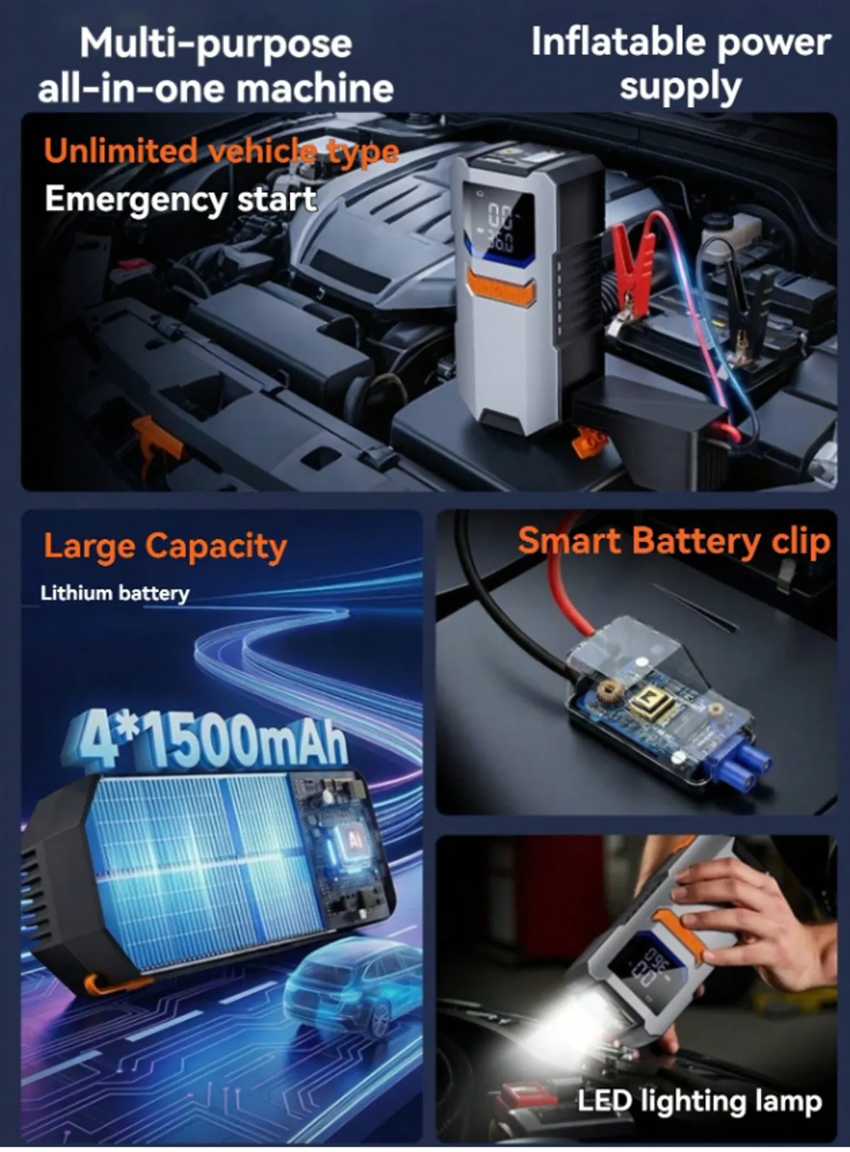 5000A Vehicle Battery Jumper & Air Compressor Combo