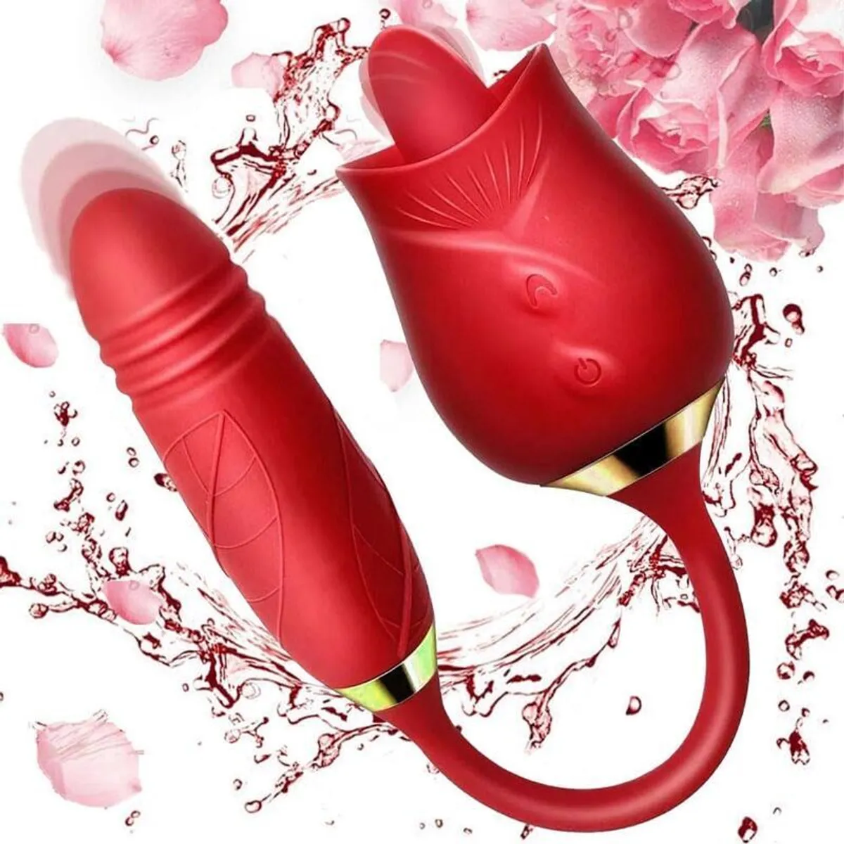 RoseLuxe™ Oral Licking & Thrusting Vibrator (10 Modes / 10 Speeds)