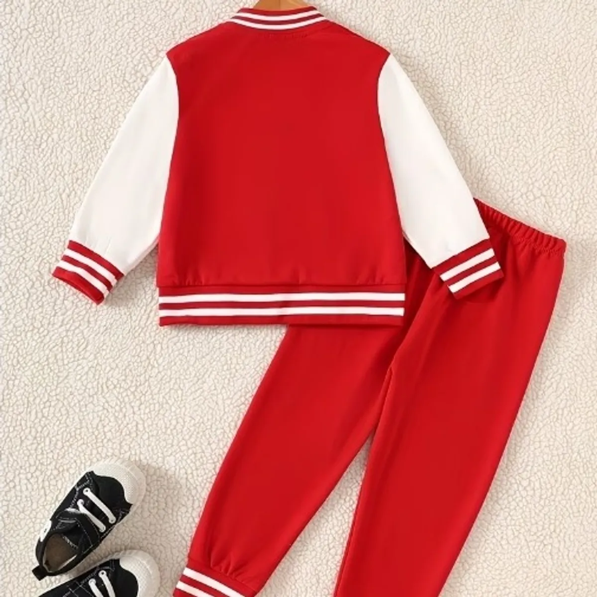 2pcs Set  Red & White Baseball Jacket with Letter A Print- Size 4Y