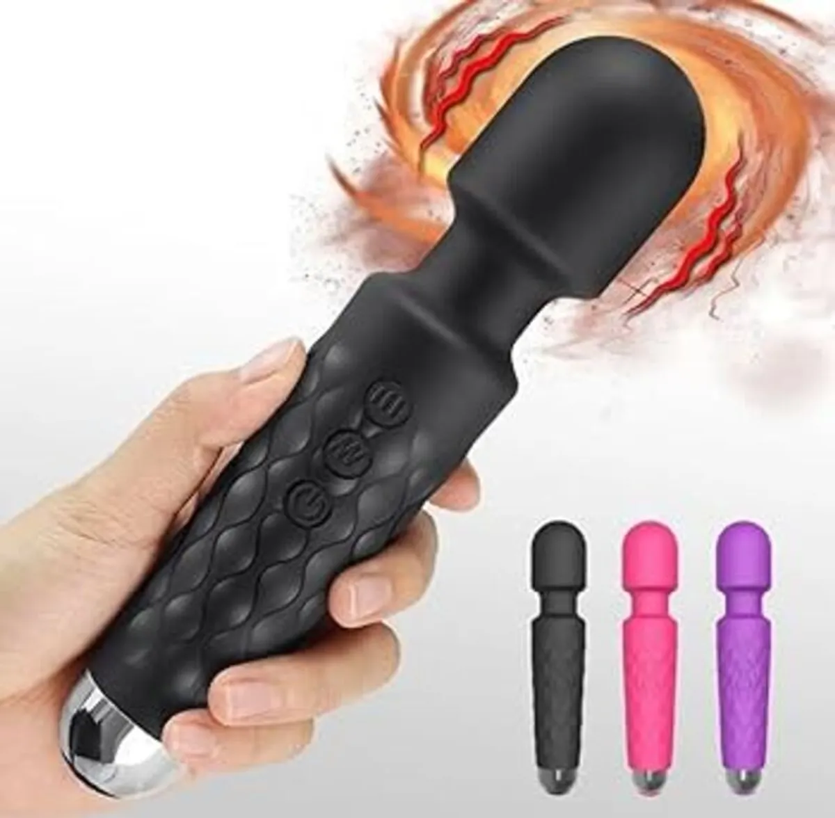 Velvet Pulse Rechargeable Wand Massager, Black