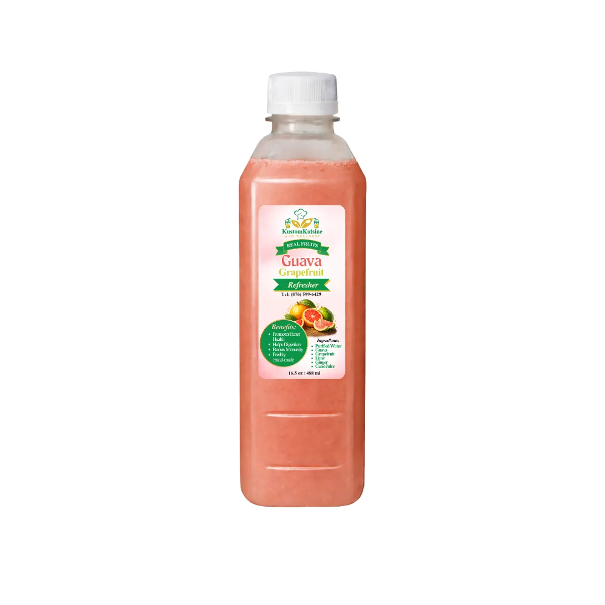 Guava Grapefruit Refresher, 16.5 oz, 2Pk, Freshly Made Natural Juice