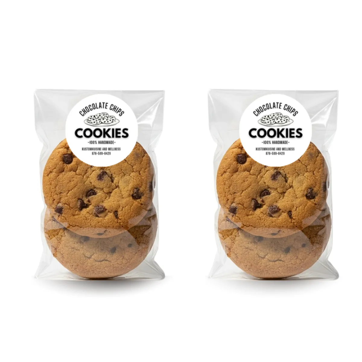 Large Chocolate Chip Cookies, 2 Pk, Handmade, Freshly Baked