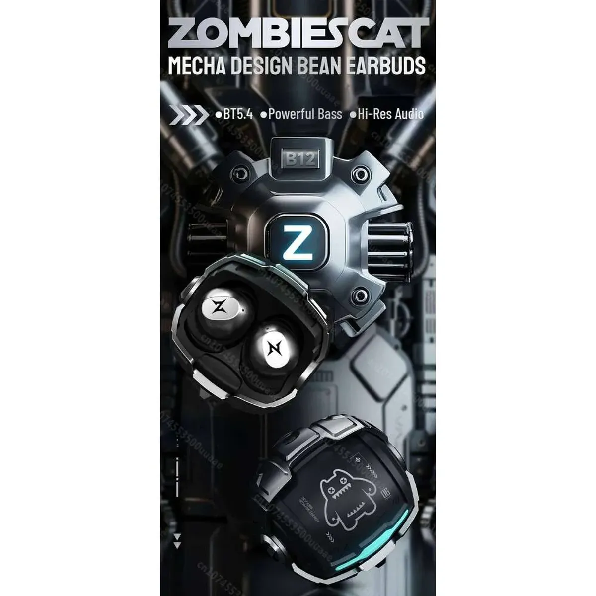 Zombiescat B12 Bluetooth Earbuds (premium sound),BLK