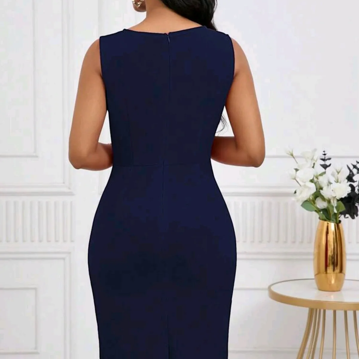 Women Elegant Simple Sleeveless Bodycon Dress - Size: S