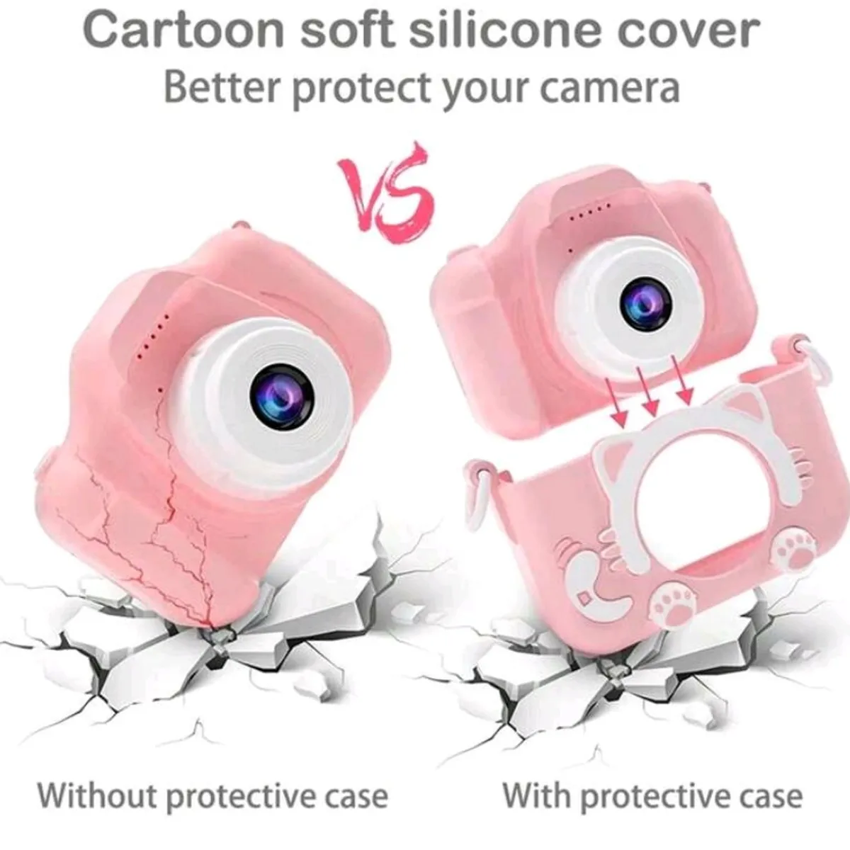 Mini Camera 1080P HD Pixel Digital Camera 2-Inch Screen Portable Camcorder With Soft Silicone Cover 32GB SD Card Reader