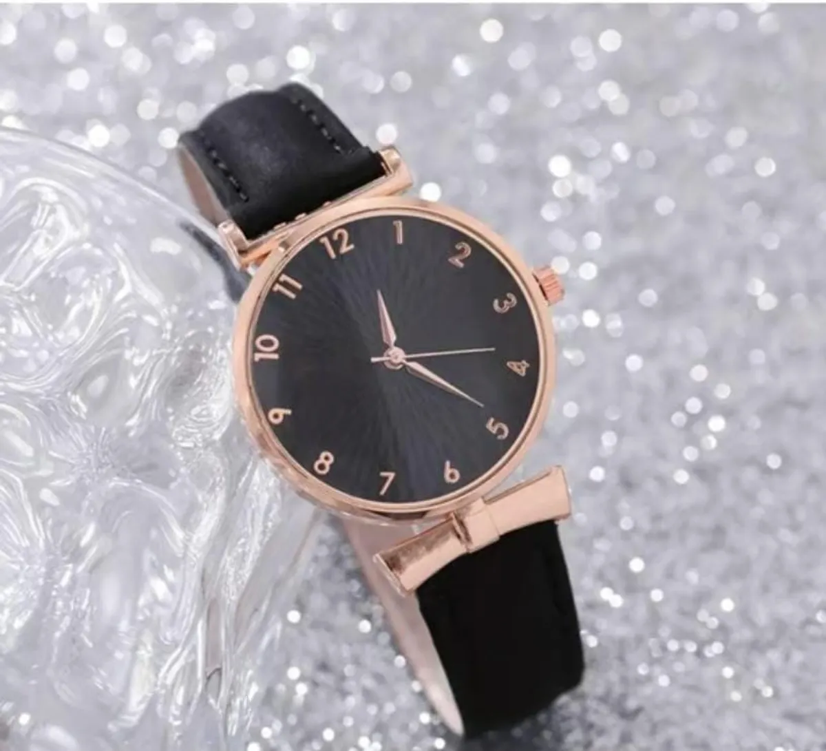Women Black Watch Set, Earring, Necklace, Bracelet Set