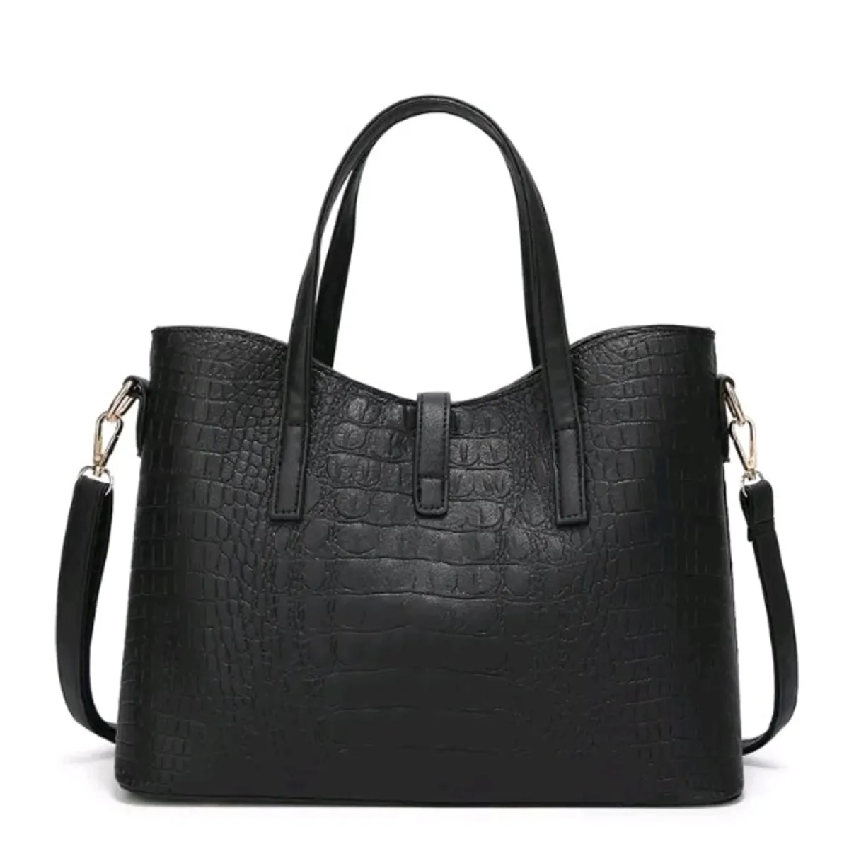 Women's  Black 3pcs  Bag Set (Handbag,Crossbody Bag And Tote Bag)