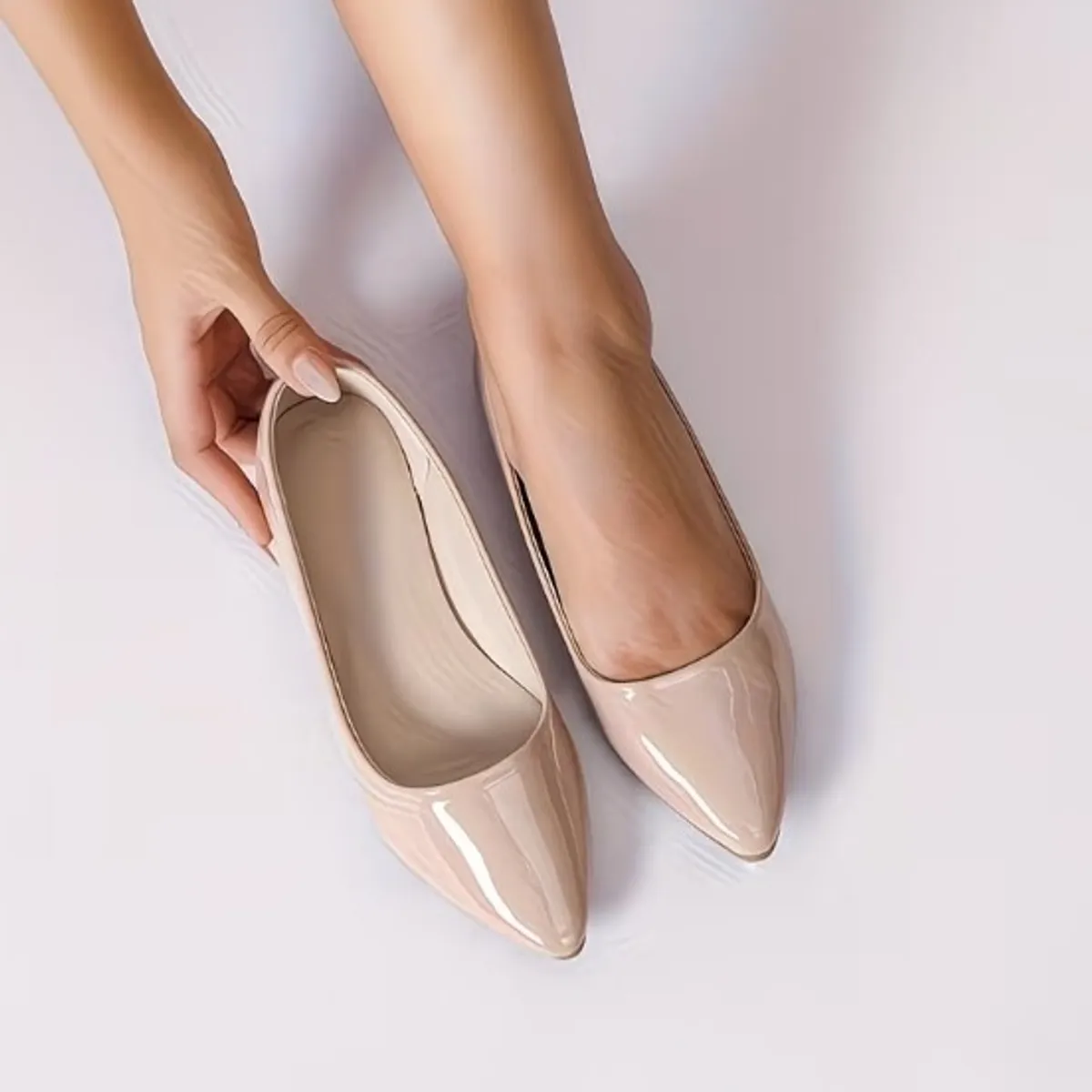 Women's Nude Pointed Flat Shoes- Size 11