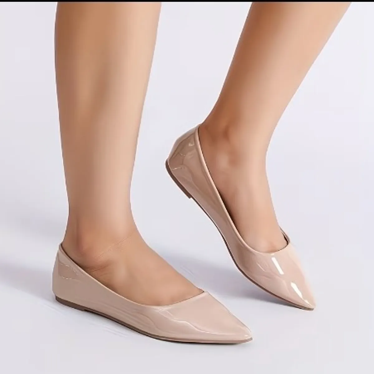 Women's Nude Pointed Flat Shoes- Size 11