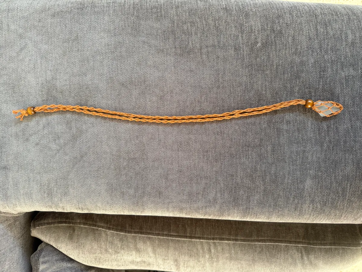 Cord (brown) necklace, adjustable, with recycled glass pendant